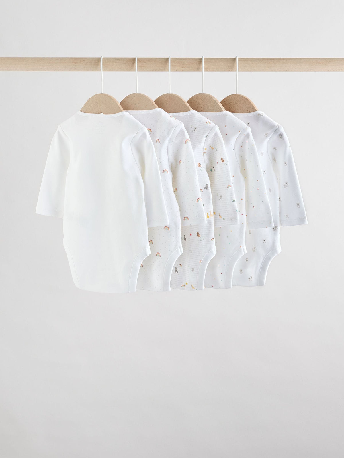 Dsiney Kidz - White Character 5 Pack Long Sleeve 100% Cotton Baby Bodysuits image 7