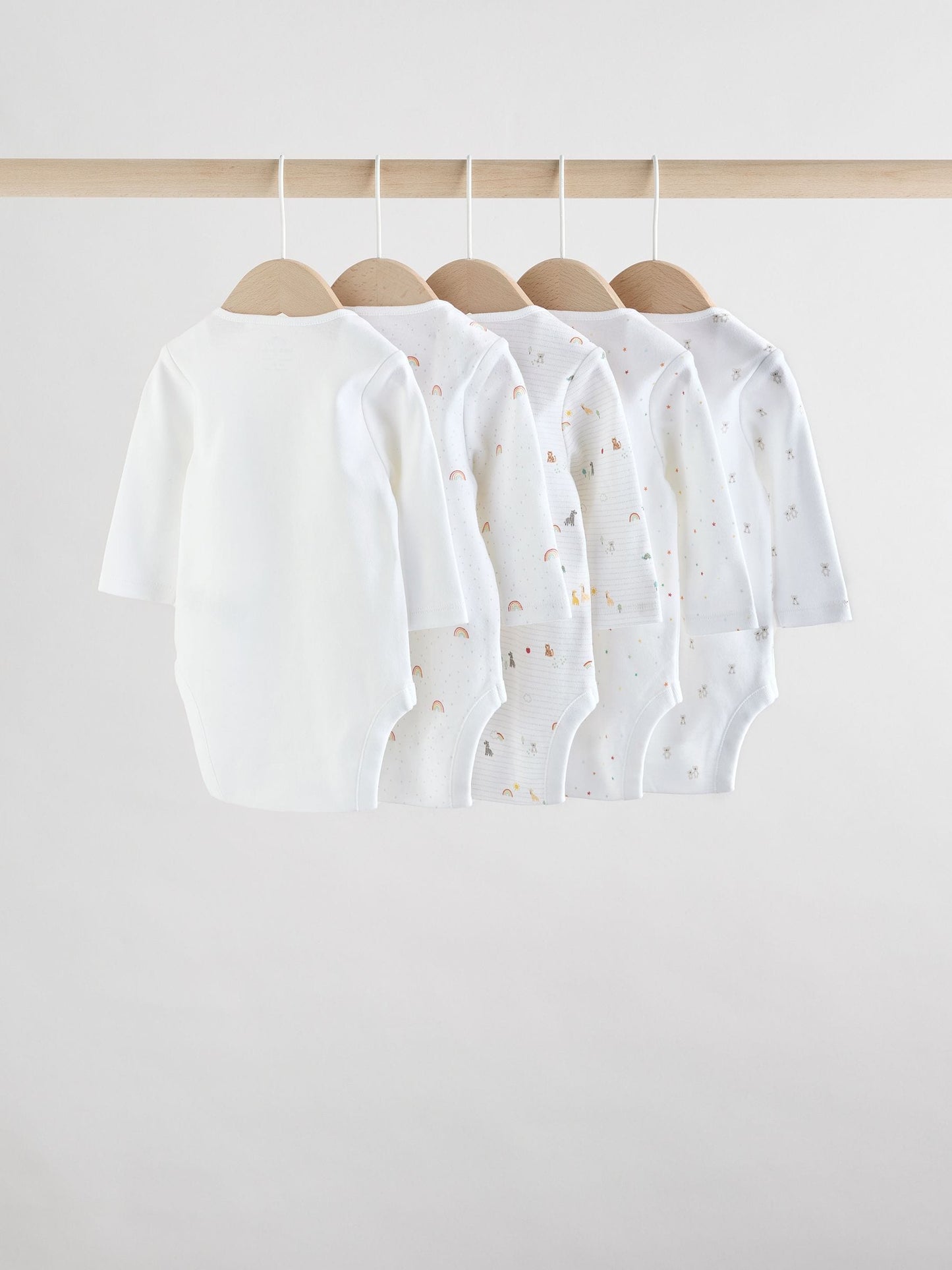 White Character 5 Pack Long Sleeve 100% Cotton Baby Bodysuits image 7