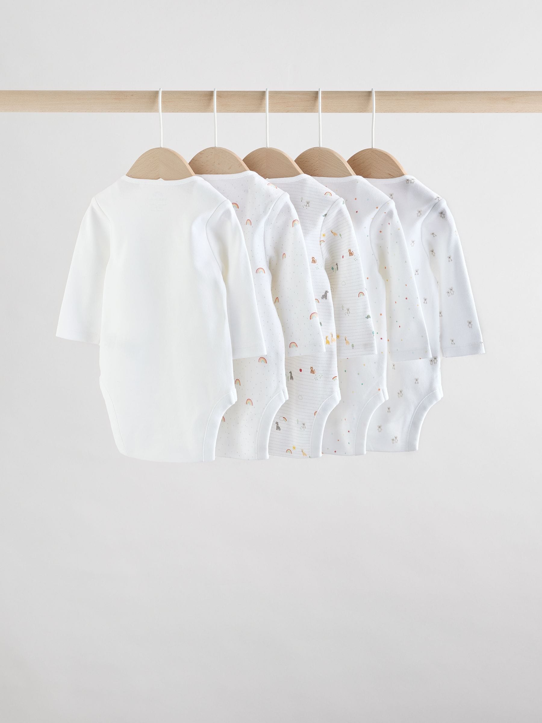 White Character 5 Pack Long Sleeve 100% Cotton Baby Bodysuits image 7