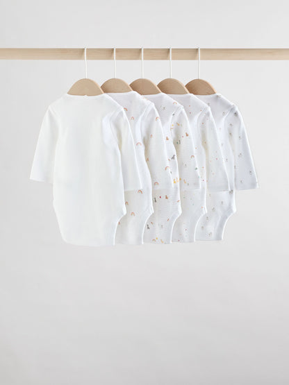 White Character 5 Pack Long Sleeve 100% Cotton Baby Bodysuits image 7