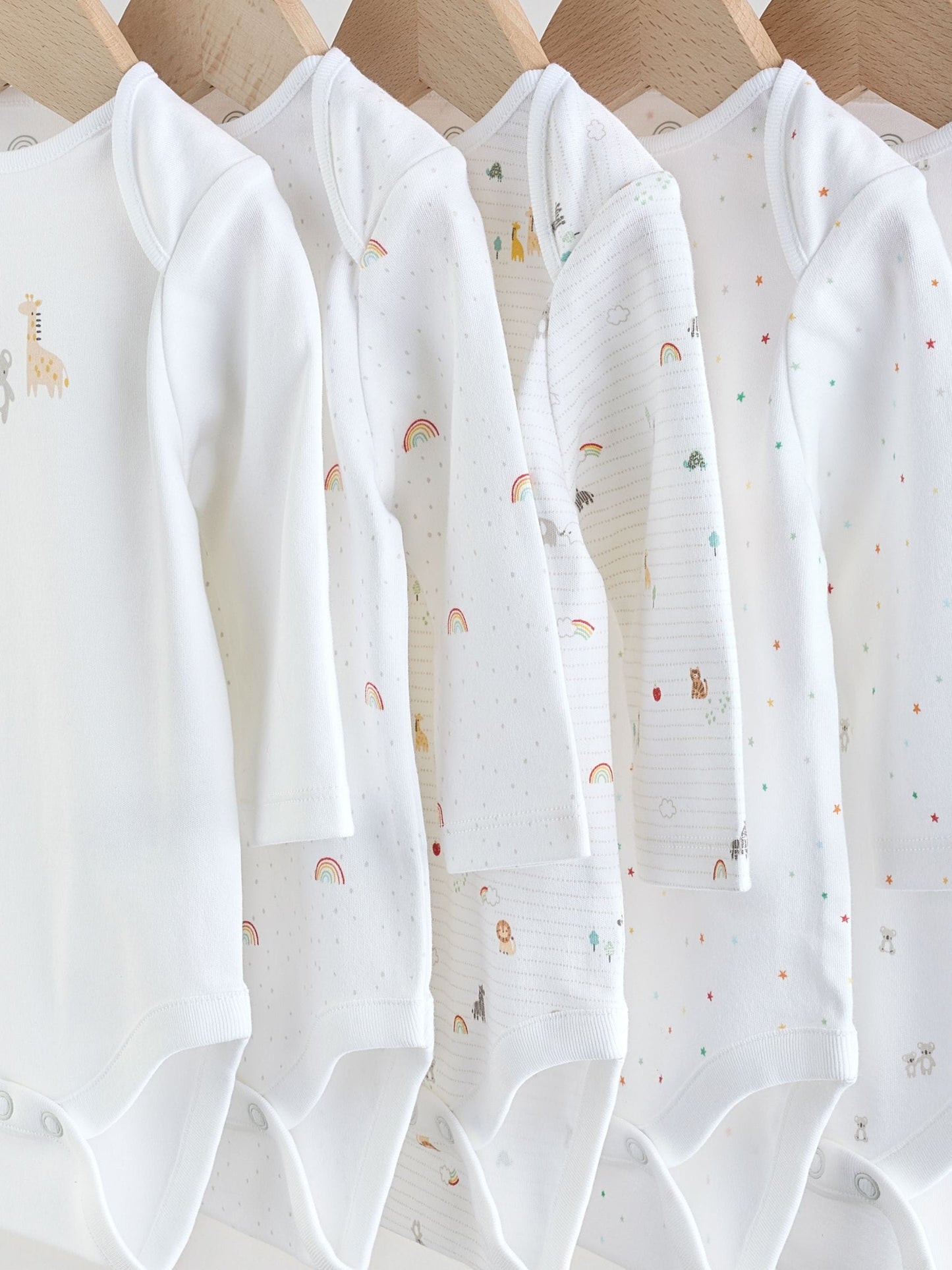 White Character 5 Pack Long Sleeve 100% Cotton Baby Bodysuits image 9