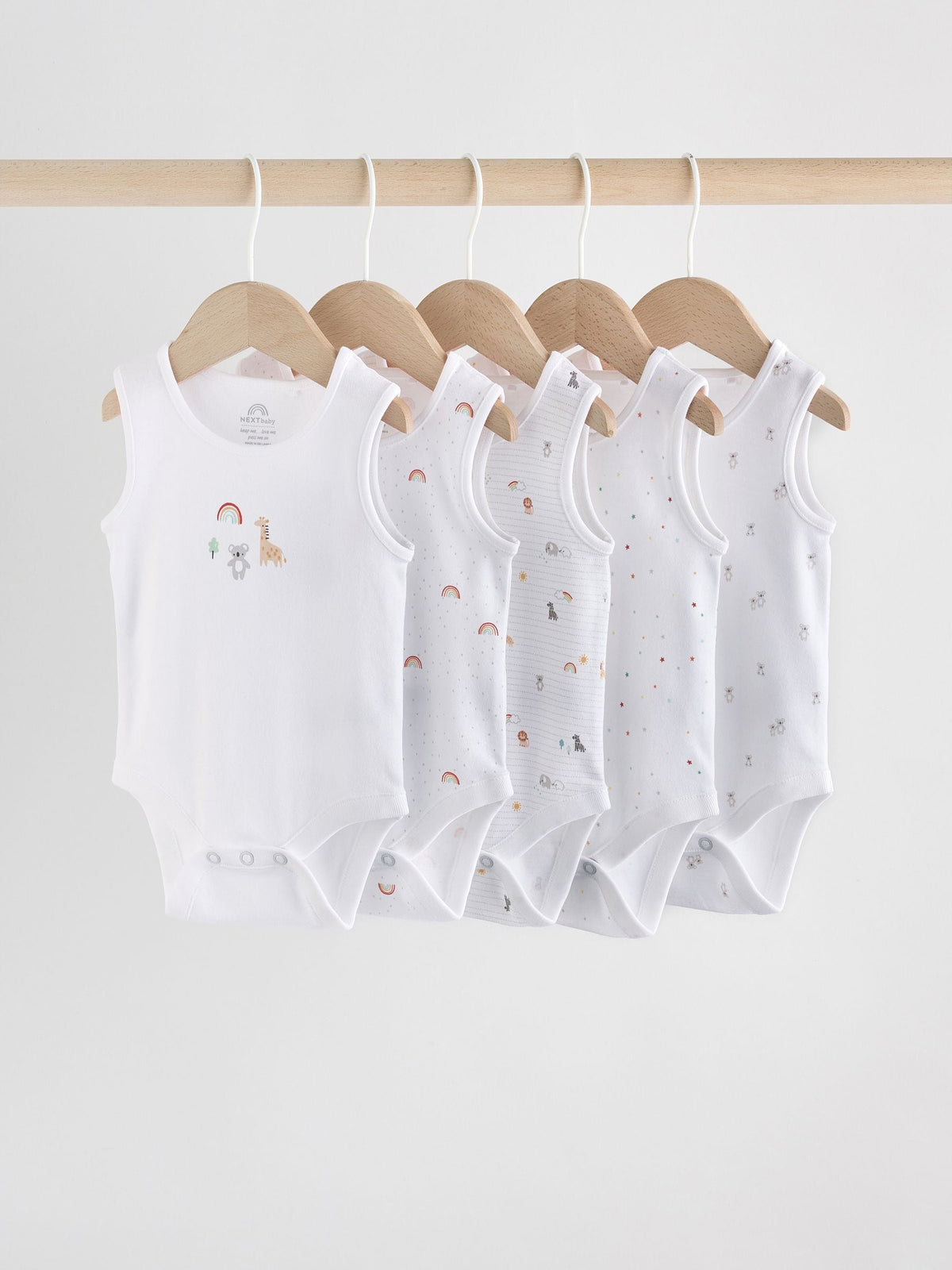 Dsiney Kidz - White 5 Pack Baby Vest Bodysuits image 1