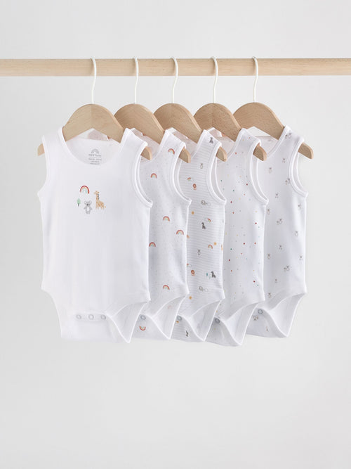 Dsiney Kidz - White 5 Pack Baby Vest Bodysuits image 1
