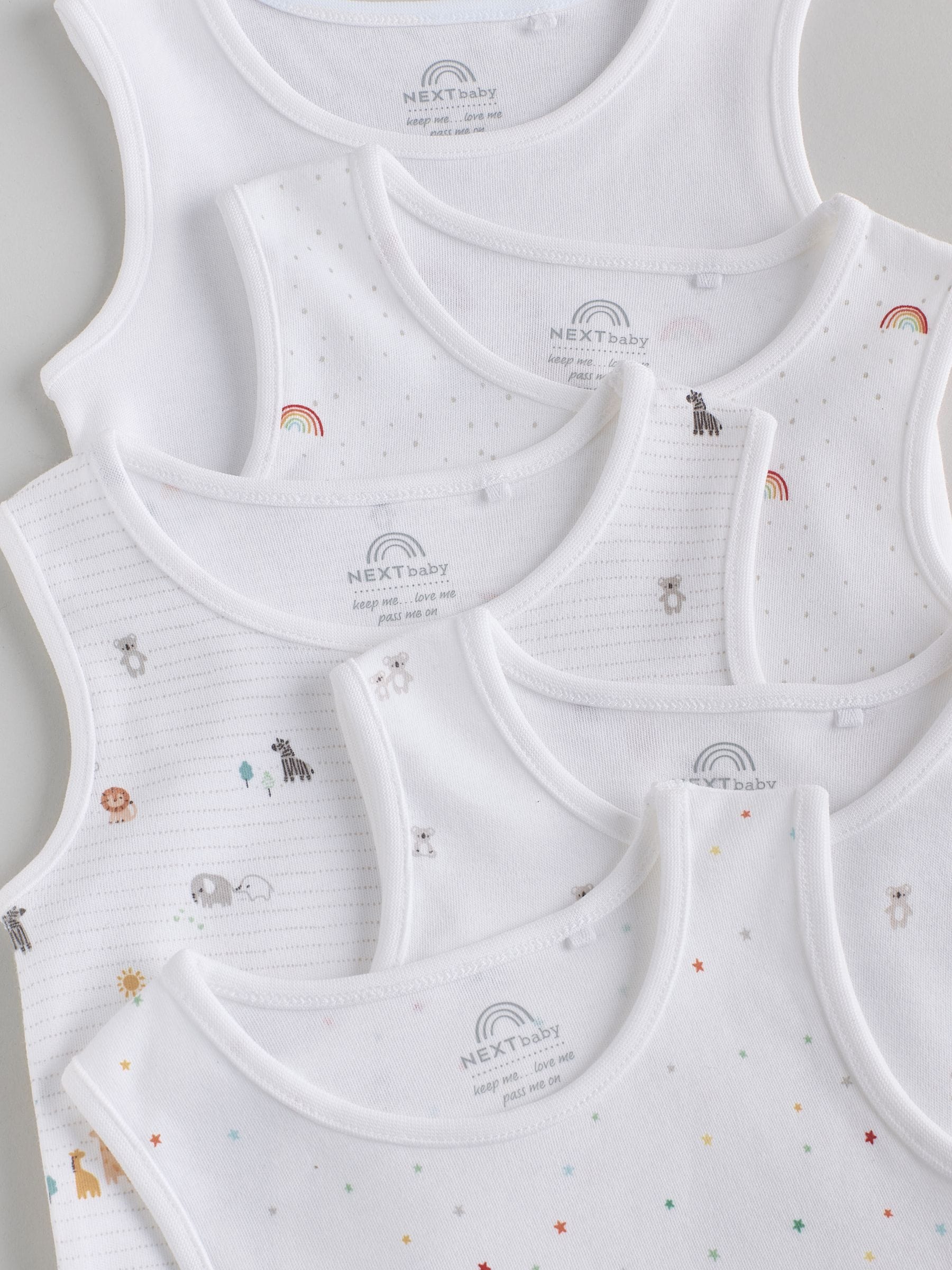 White 5 Pack Baby Vest Bodysuits image 3