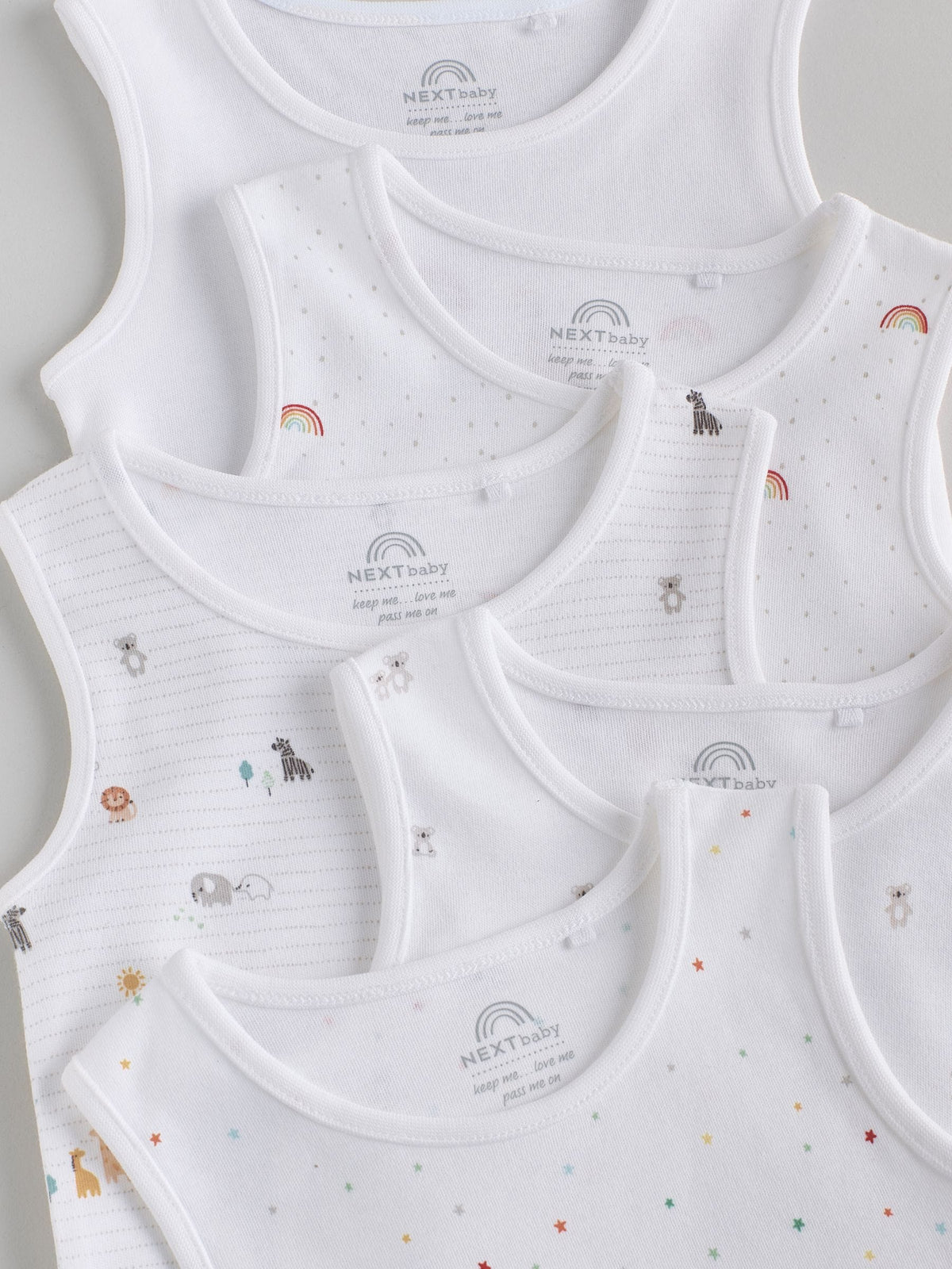 Dsiney Kidz - White 5 Pack Baby Vest Bodysuits image 3