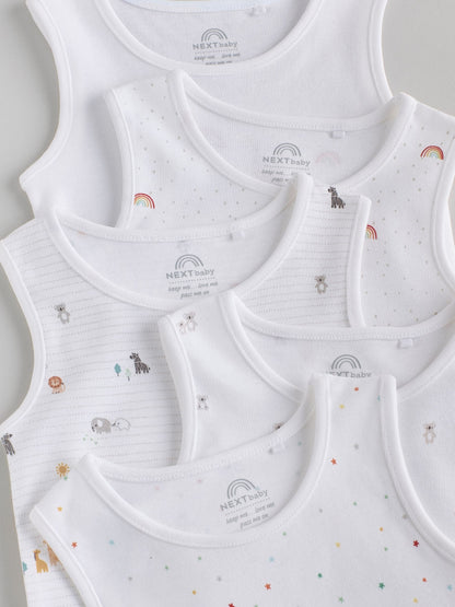 White 5 Pack Baby Vest Bodysuits image 3
