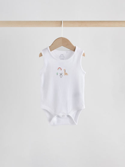 White 5 Pack Baby Vest Bodysuits image 3