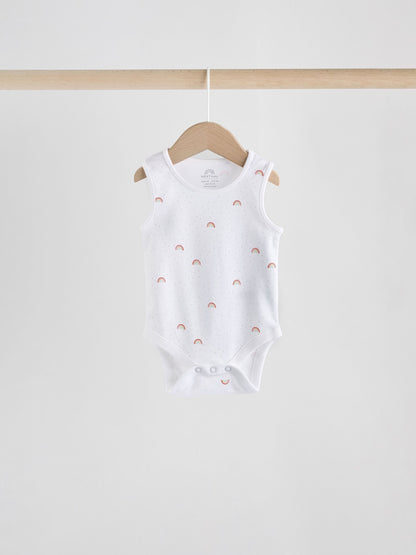 White 5 Pack Baby Vest Bodysuits image 4