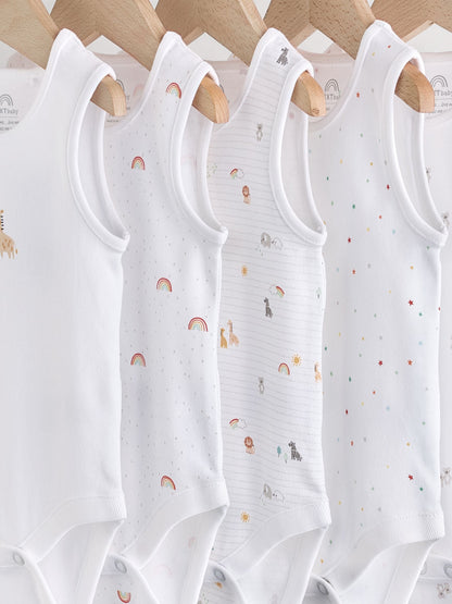 White 5 Pack Baby Vest Bodysuits image 2
