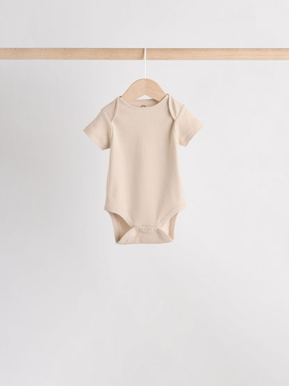 Cream Baby Short Sleeve Bodysuits 5 Pack image 3