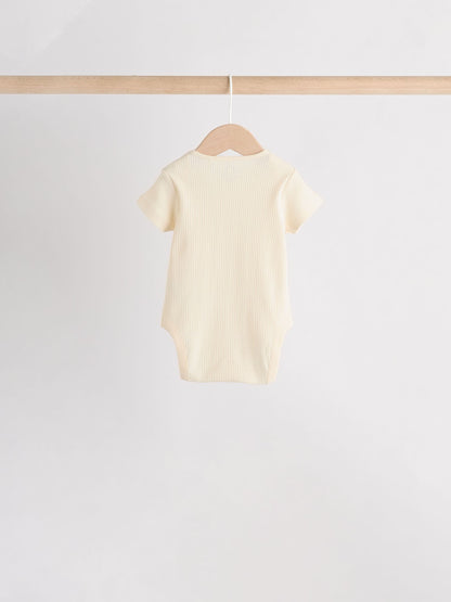 Cream Baby Short Sleeve Bodysuits 5 Pack image 7