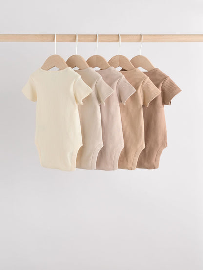 Cream Baby Short Sleeve Bodysuits 5 Pack image 8