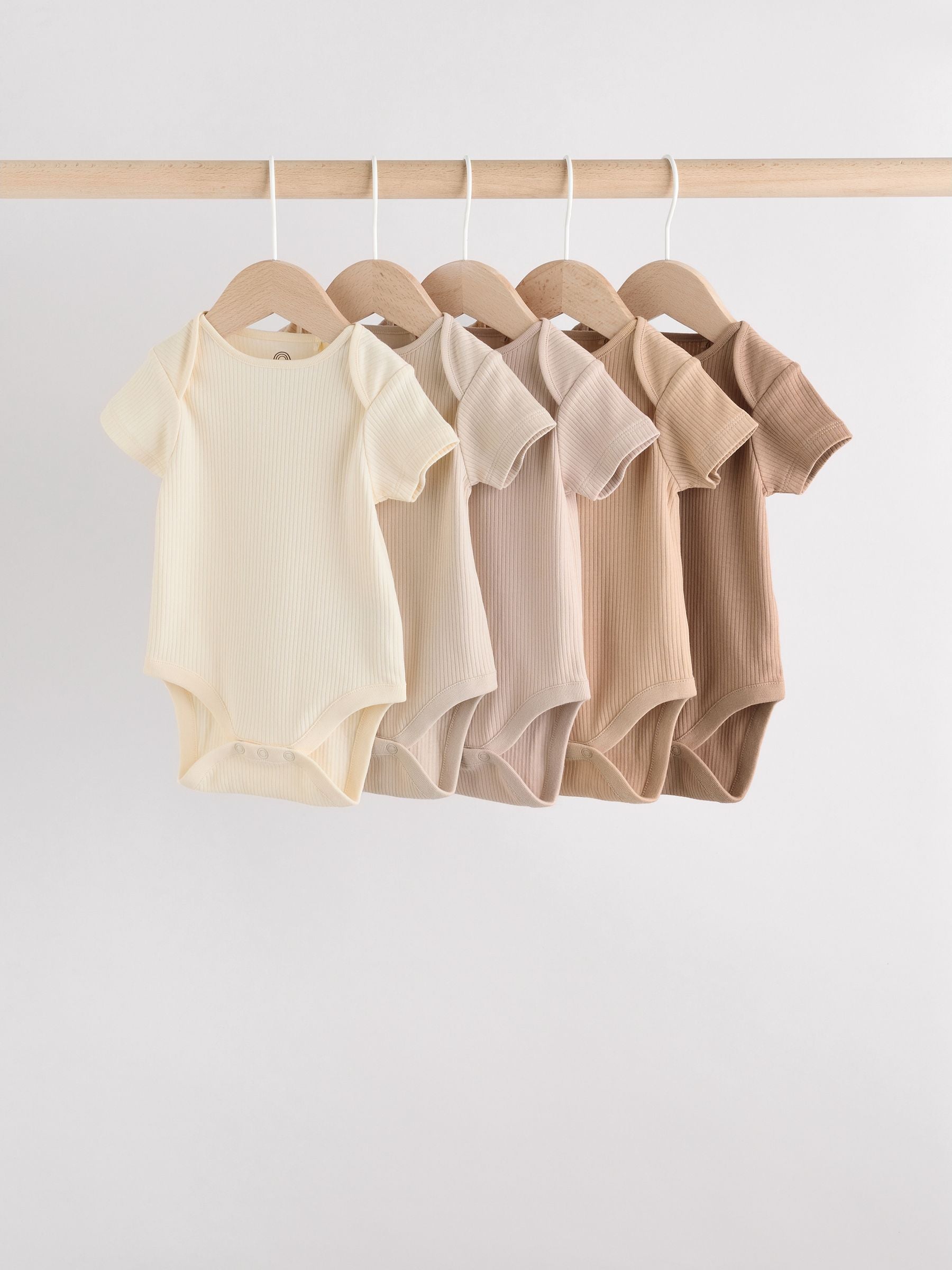 Cream Baby Short Sleeve Bodysuits 5 Pack image 1