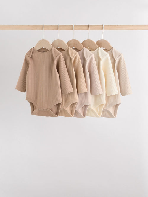 Dsiney Kidz - Cream Baby Long Sleeve Bodysuits 5 Pack image 1