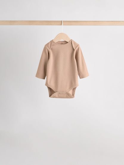 Cream Baby Long Sleeve Bodysuits 5 Pack image 2