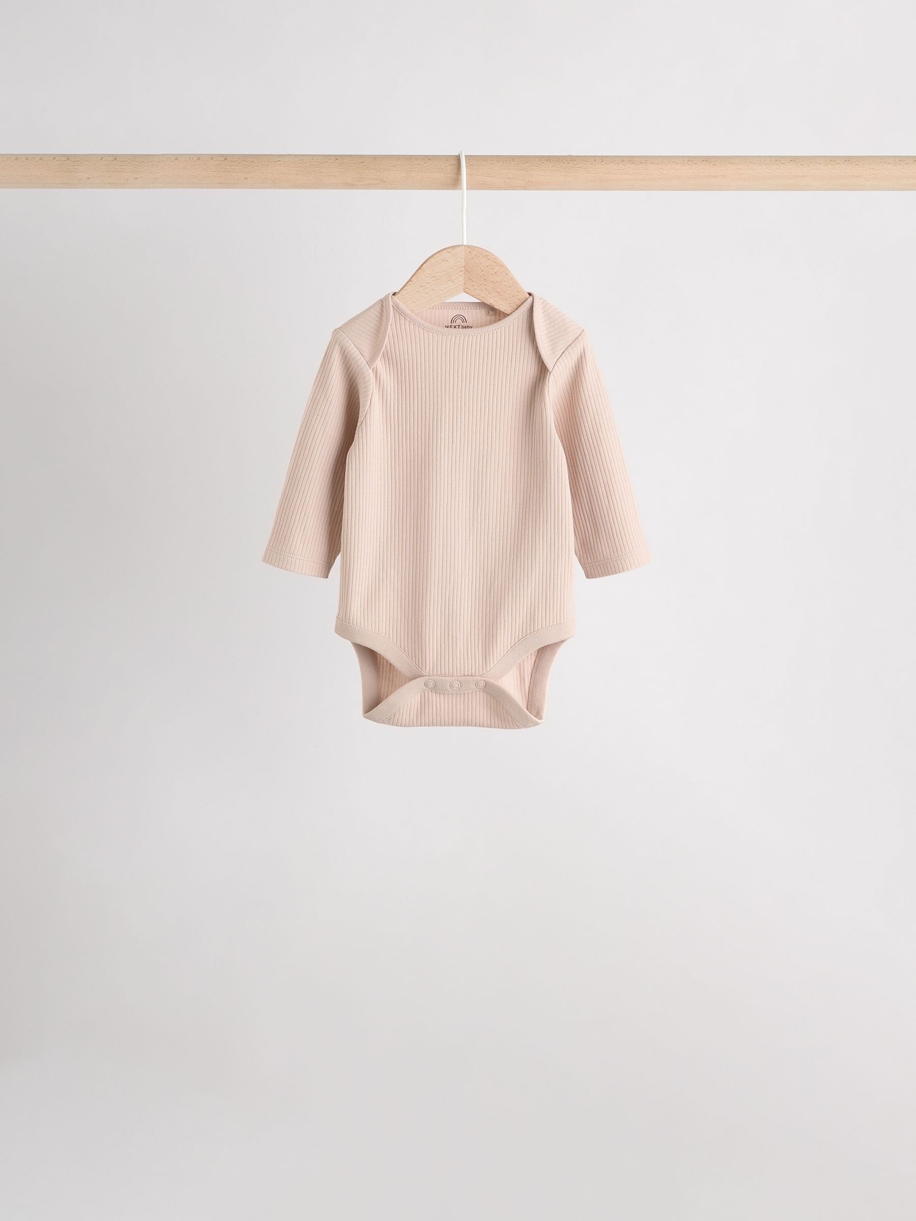 Cream Baby Long Sleeve Bodysuits 5 Pack image 4