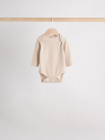 Cream Baby Long Sleeve Bodysuits 5 Pack image 6