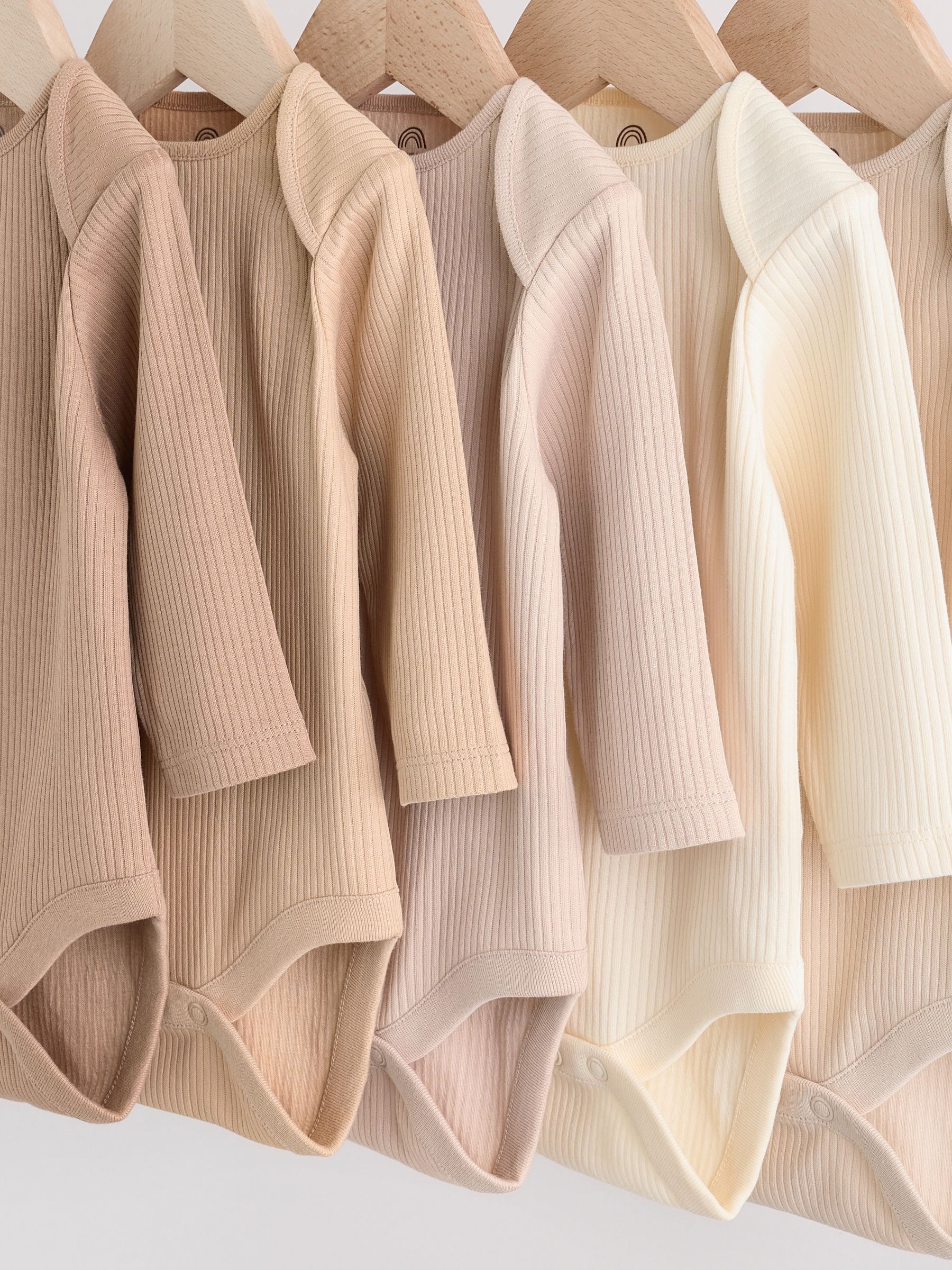 Cream Baby Long Sleeve Bodysuits 5 Pack image 9