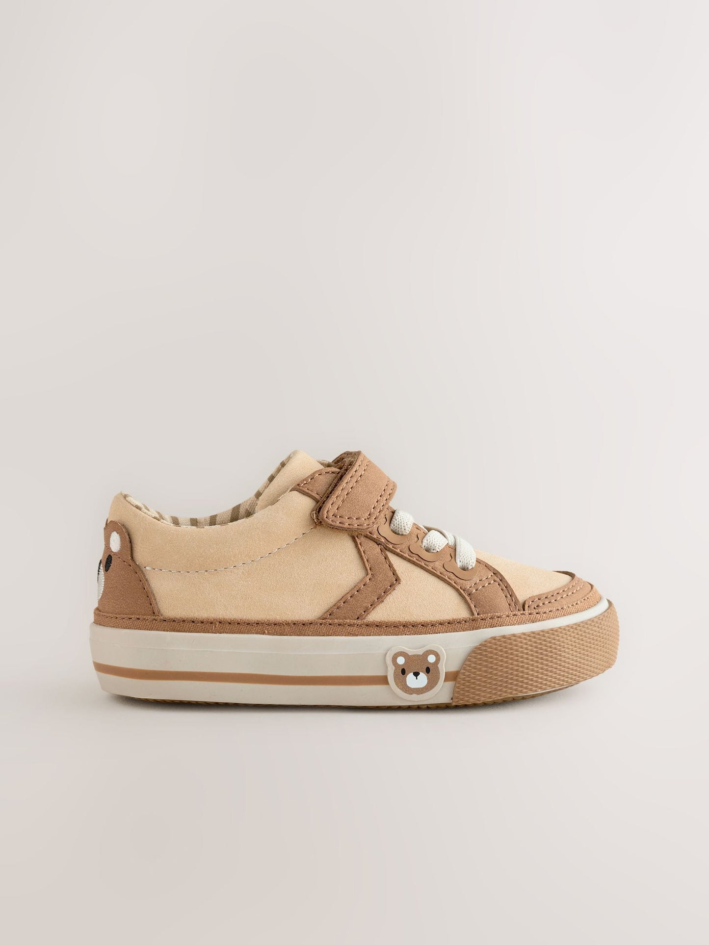 Brown Bear Standard Fit (F) Touch Fastening Elastic Lace Trainers image 3