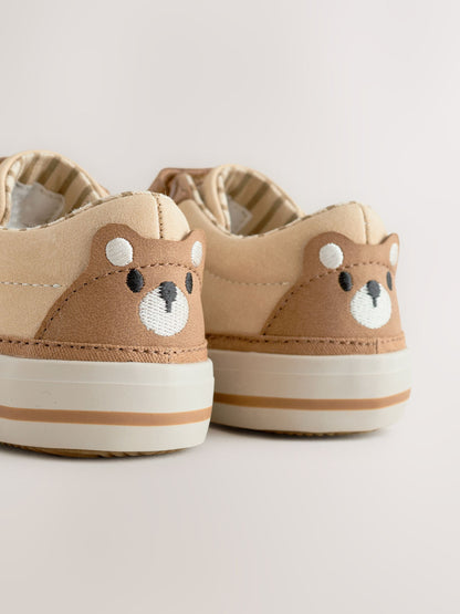 Brown Bear Standard Fit (F) Touch Fastening Elastic Lace Trainers image 5
