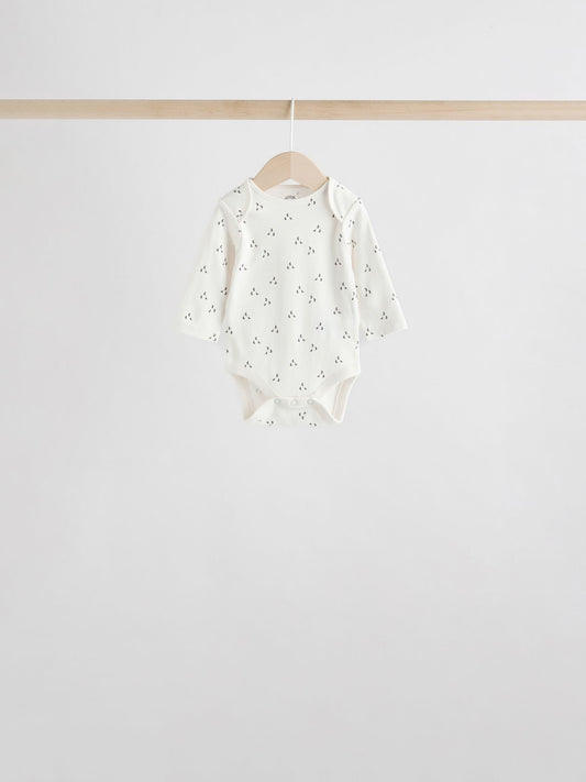 Dsiney Kidz - Neutral 100% Cotton Long Sleeve Baby Bodysuits 5 Pack image 2