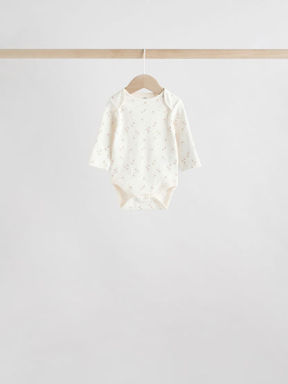Neutral 100% Cotton Long Sleeve Baby Bodysuits 5 Pack image 7