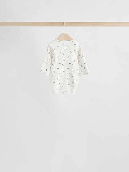 Neutral 100% Cotton Long Sleeve Baby Bodysuits 5 Pack image 9