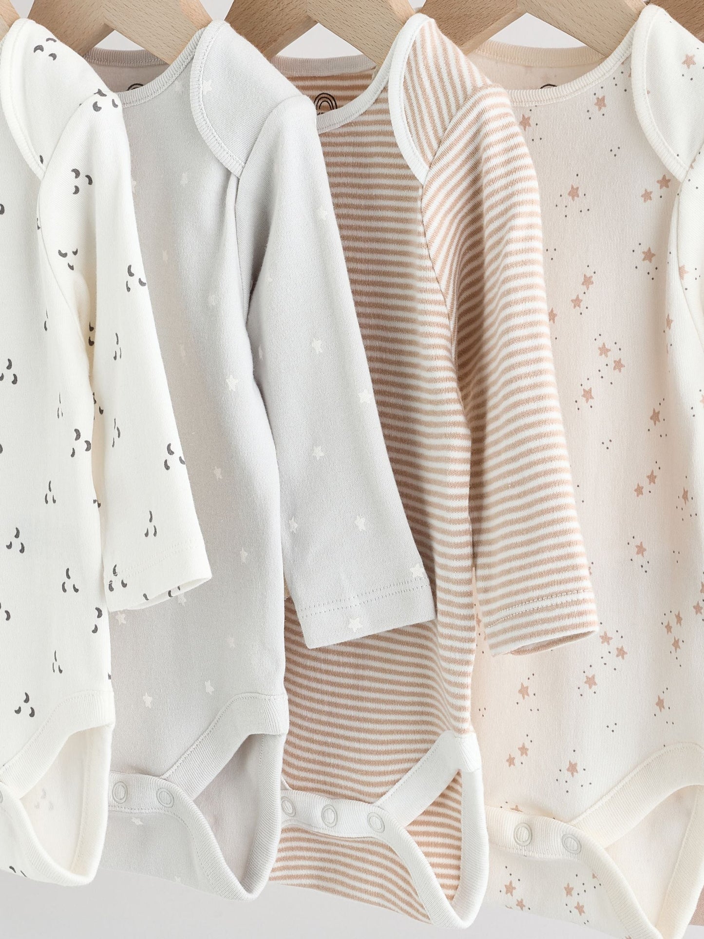 Neutral 100% Cotton Long Sleeve Baby Bodysuits 5 Pack image 10
