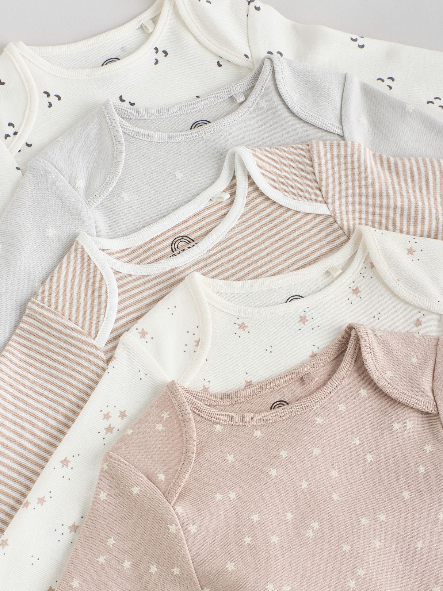 Neutral 100% Cotton Long Sleeve Baby Bodysuits 5 Pack image 9