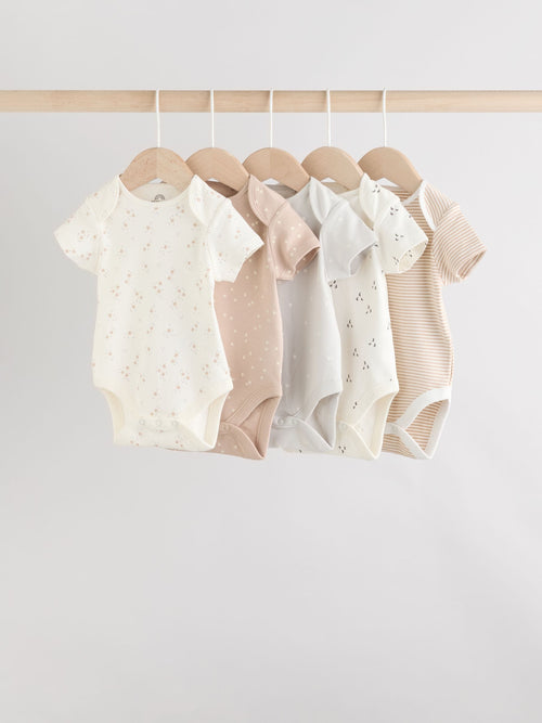 Dsiney Kidz - Neutral 100% Cotton Short Sleeve Baby Bodysuits 5 Pack image 1