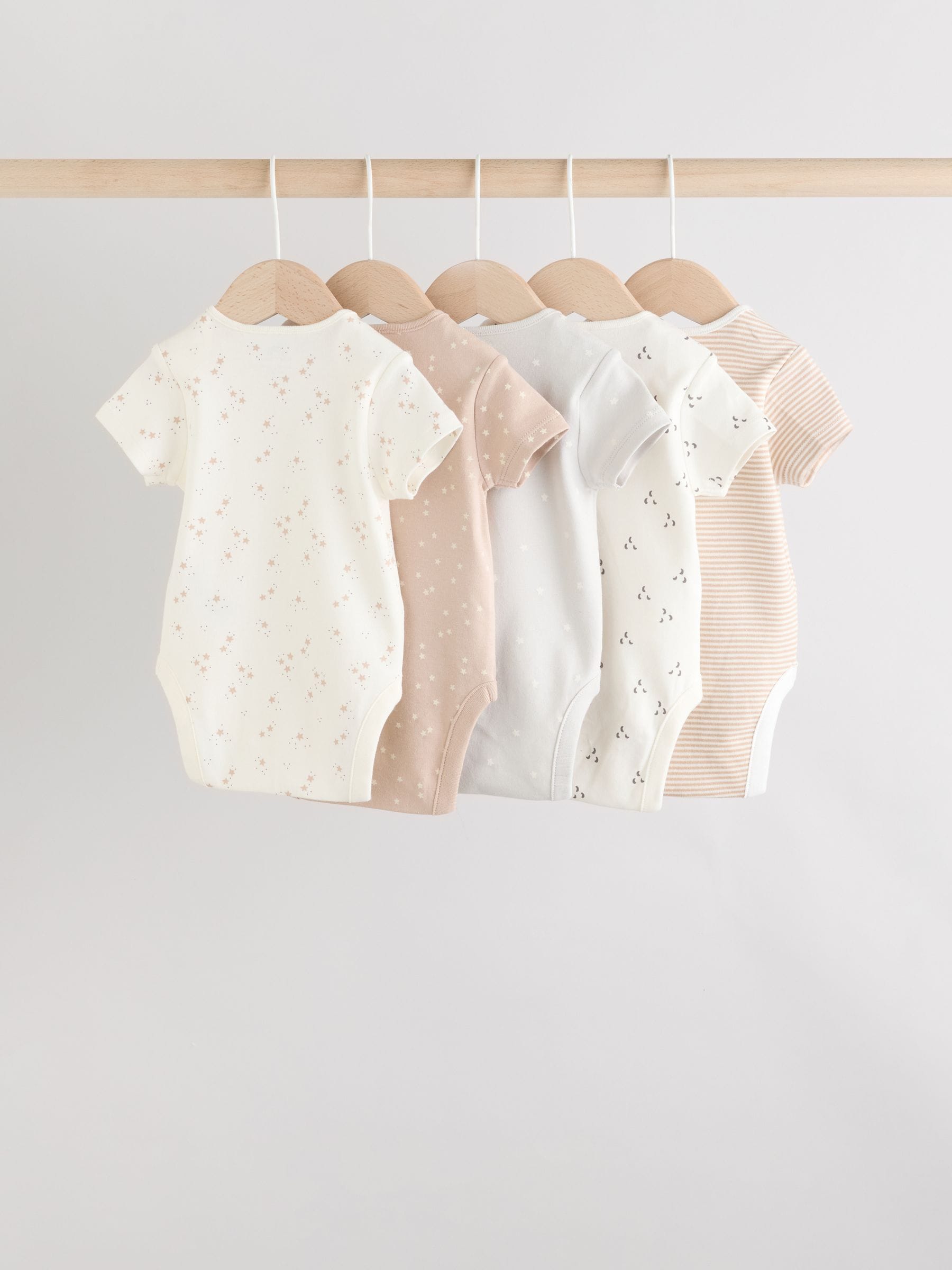 Neutral 100% Cotton Short Sleeve Baby Bodysuits 5 Pack image 2