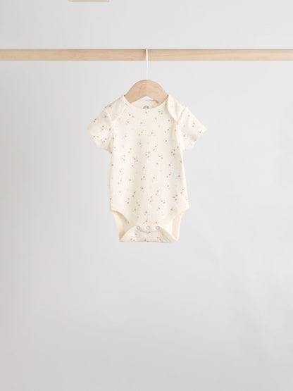 Neutral 100% Cotton Short Sleeve Baby Bodysuits 5 Pack image 3