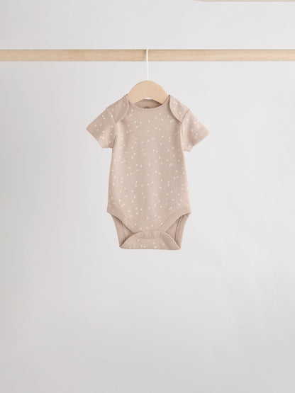 Neutral 100% Cotton Short Sleeve Baby Bodysuits 5 Pack image 4