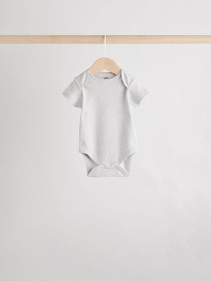 Neutral 100% Cotton Short Sleeve Baby Bodysuits 5 Pack image 5