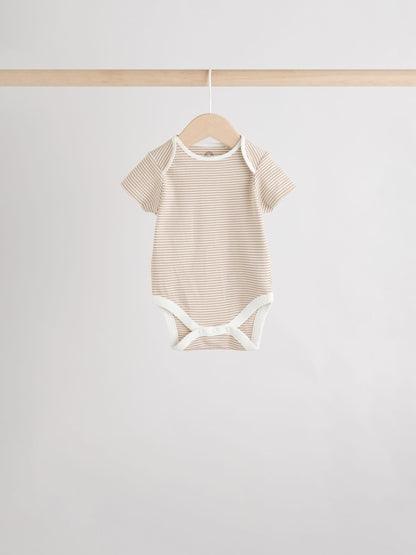 Neutral 100% Cotton Short Sleeve Baby Bodysuits 5 Pack image 7