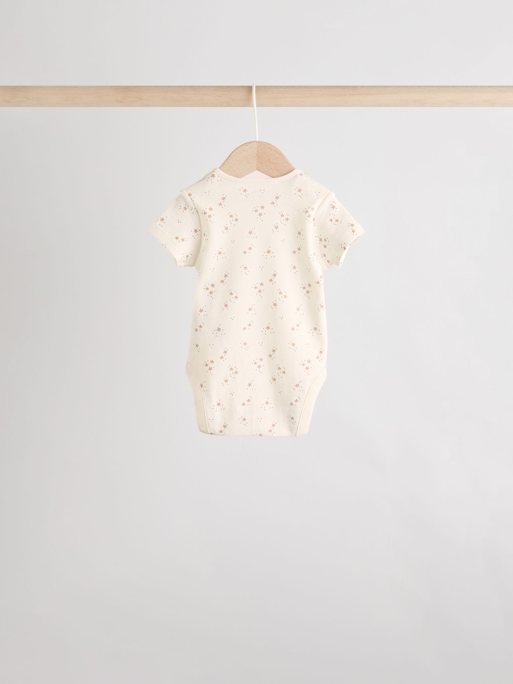 Neutral 100% Cotton Short Sleeve Baby Bodysuits 5 Pack image 8