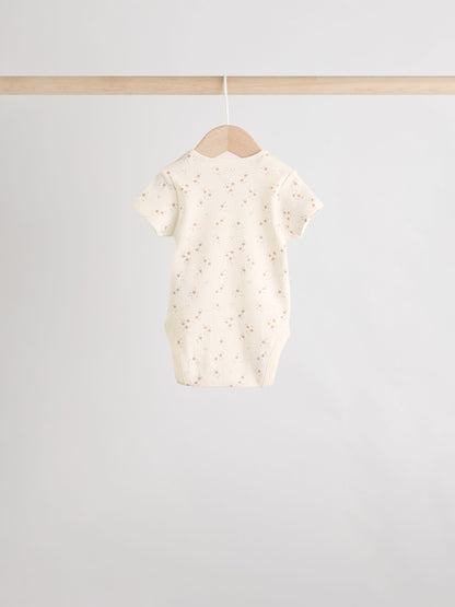 Neutral 100% Cotton Short Sleeve Baby Bodysuits 5 Pack image 8