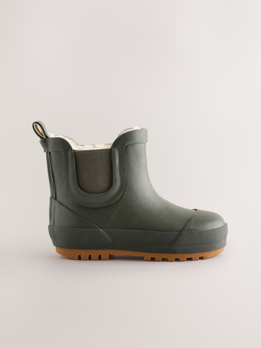 Khaki Green Warm Lined Ankle Wellies image 2