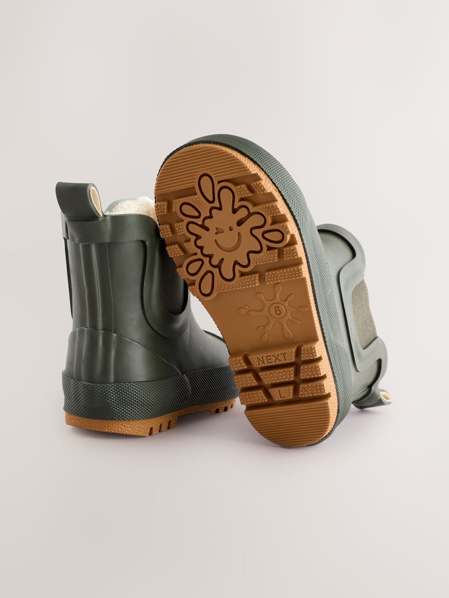 Khaki Green Warm Lined Ankle Wellies image 5