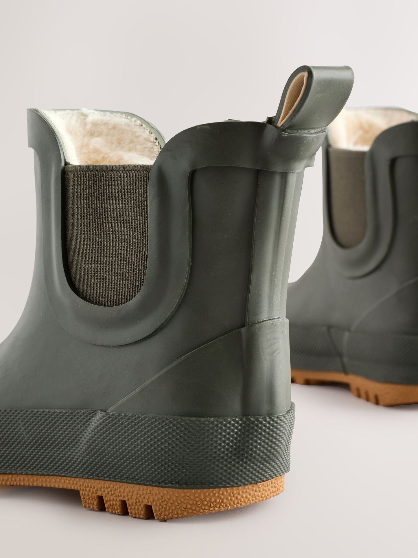 Khaki Green Warm Lined Ankle Wellies image 5