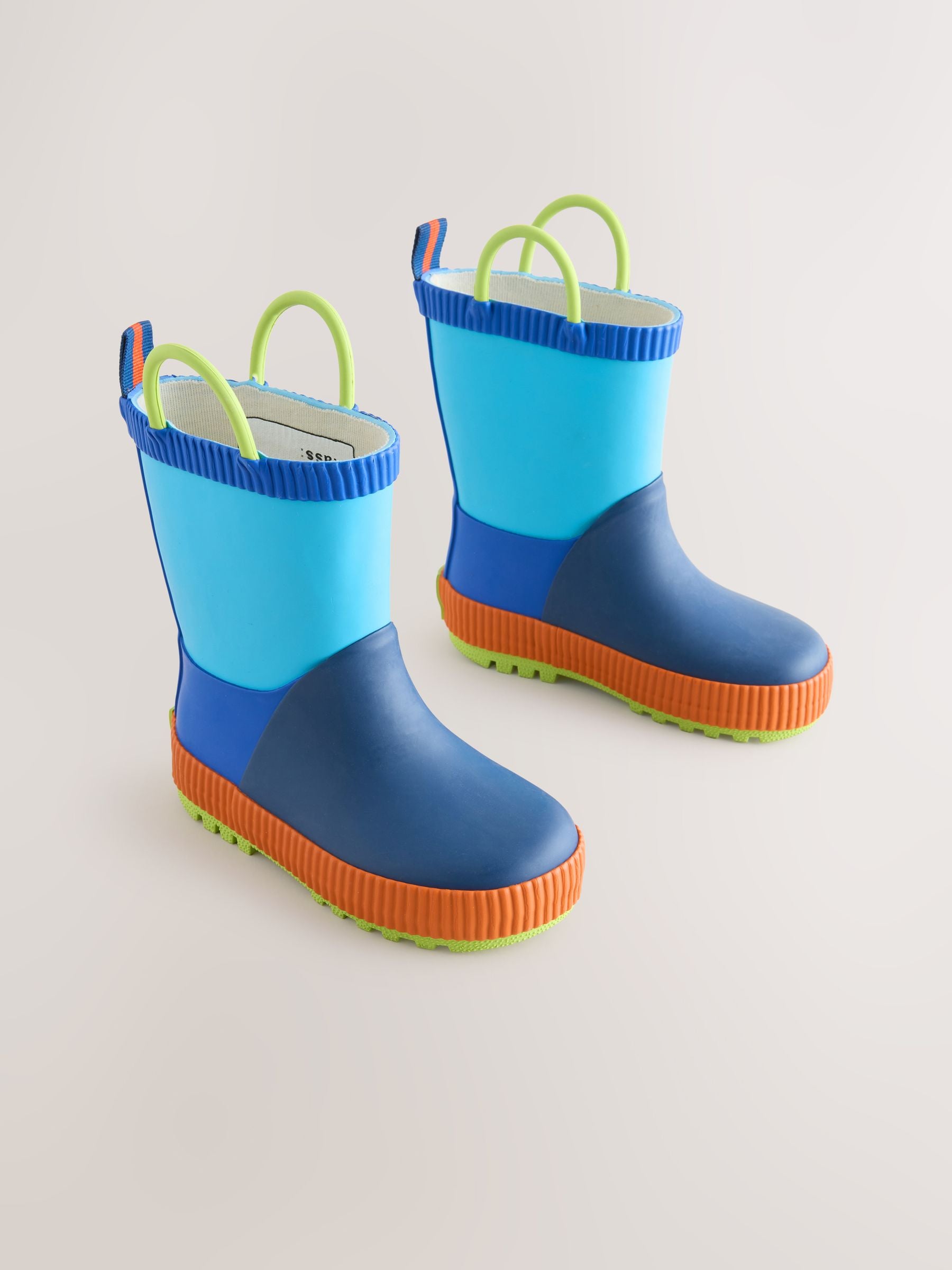 Blue Colour Block Handle Pull On Wellies image 3