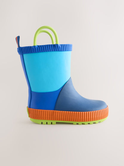 Blue Colour Block Handle Pull On Wellies image 4