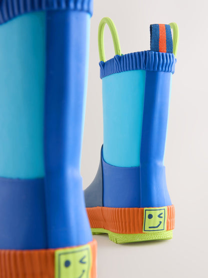 Blue Colour Block Handle Pull On Wellies image 7