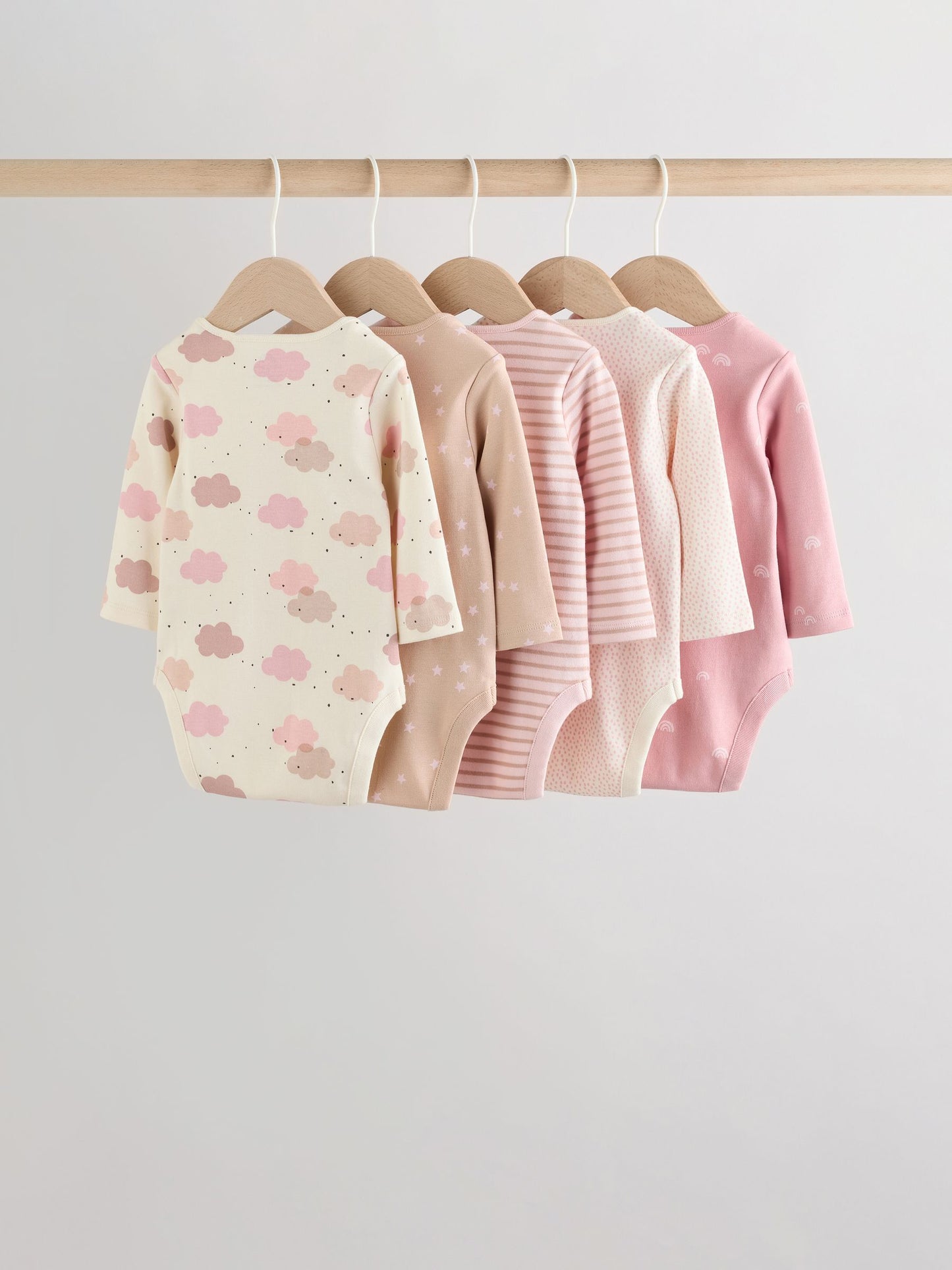 Pink Baby Long Sleeve Bodysuits 5 Pack image 7