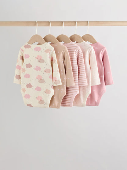 Pink Baby Long Sleeve Bodysuits 5 Pack image 7