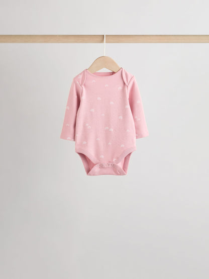 Pink Baby Long Sleeve Bodysuits 5 Pack image 8