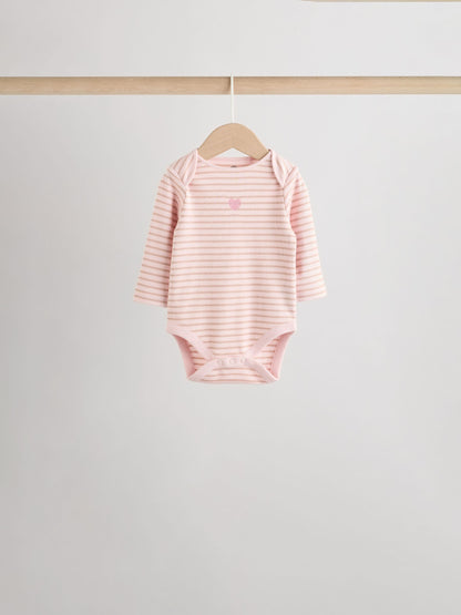 Pink Baby Long Sleeve Bodysuits 5 Pack image 9