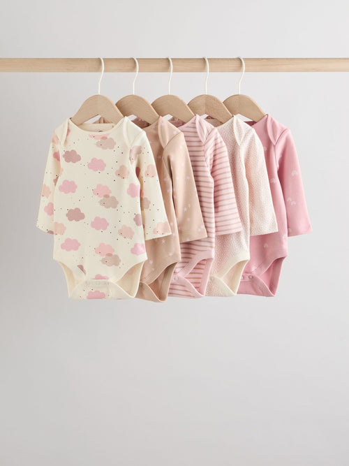 Pink Baby Long Sleeve Bodysuits 5 Pack image 1