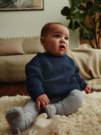 Navy Baby Knitted Top and Leggings Set (0mths-2yrs)