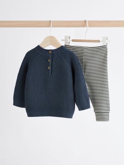 Navy Baby Knitted Top and Leggings Set (0mths-2yrs)